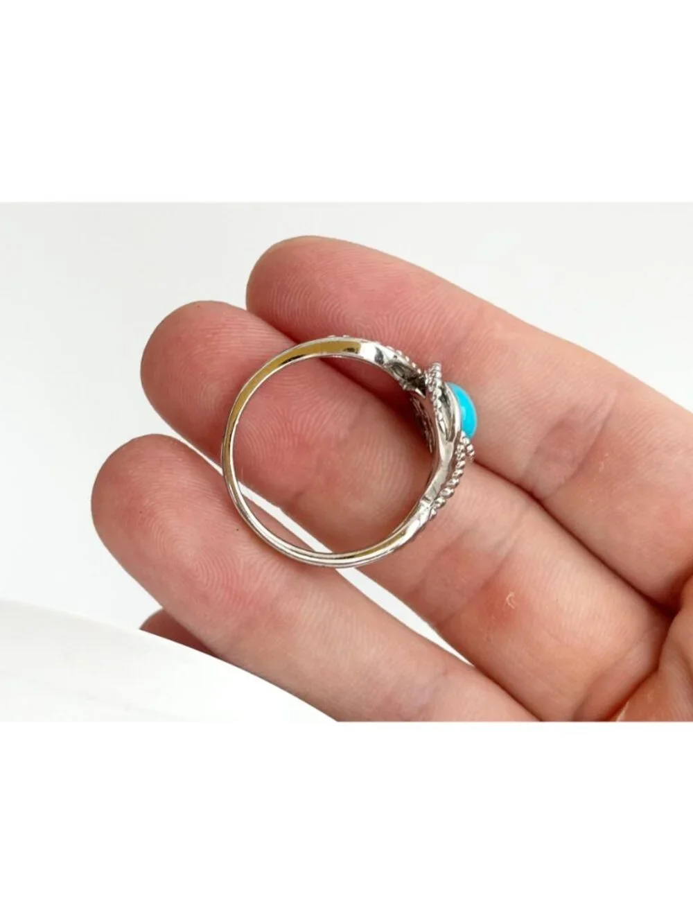 Sleeping Beauty Turquoise Stone Sterling Silver 925 Vintage Ring - sz 11.25